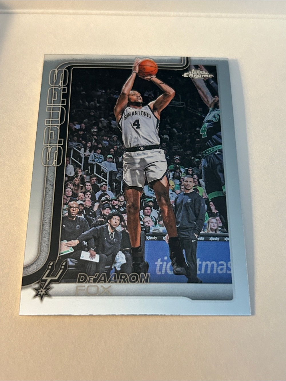 Topps De'Aaron Fox Spurs Card - Black, White, Silver